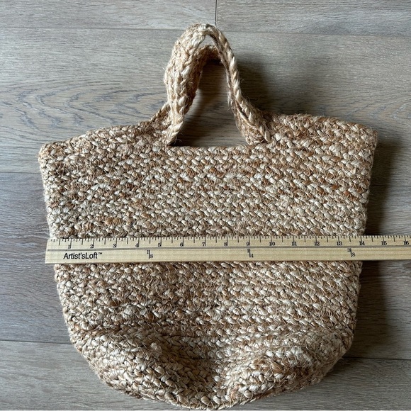 Vintage Jute Woven Tote Farm Bag Natural Woven - Picture 3 of 6